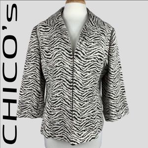 Chico's Traveler Collection Zebra Striped Jacket